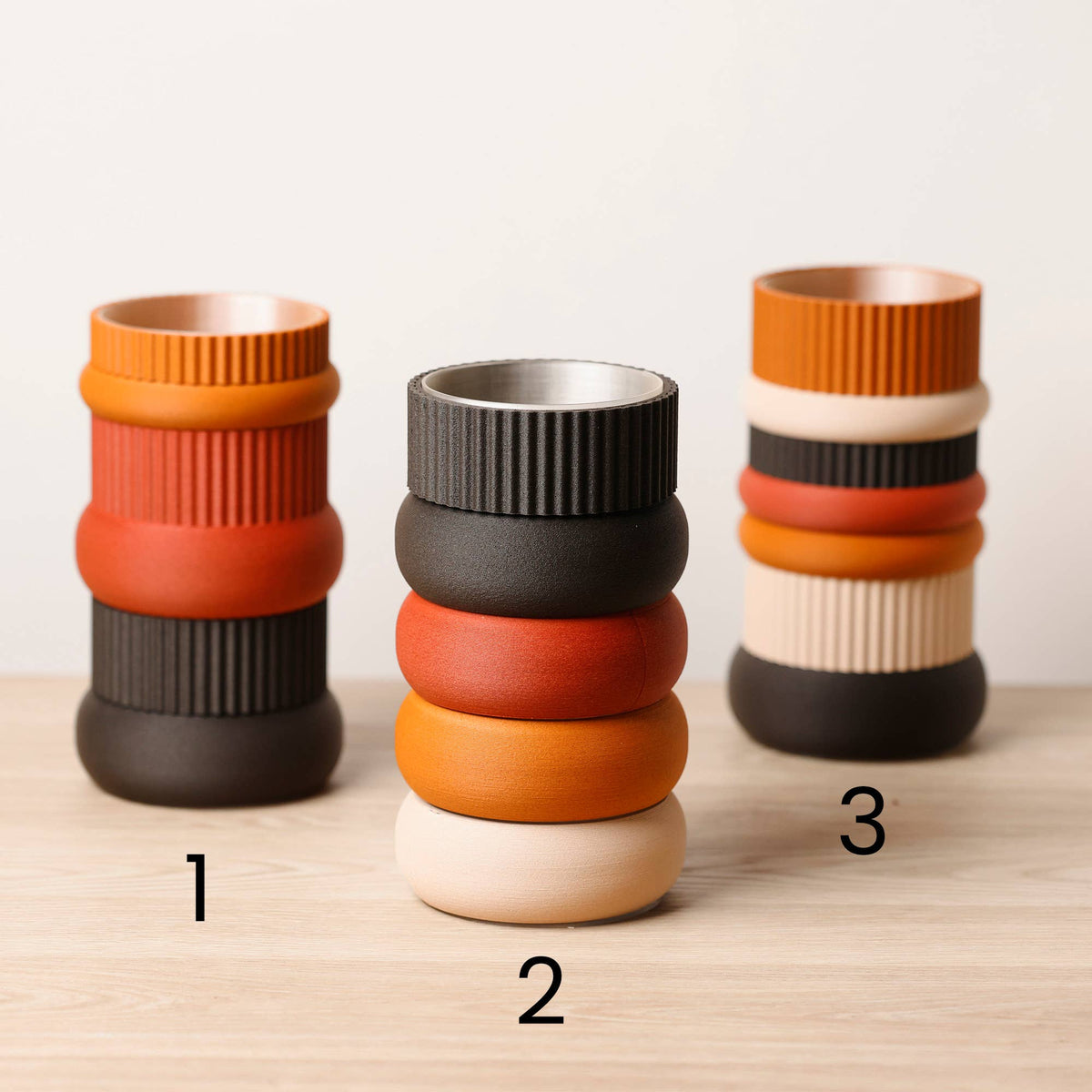 Modular, watertight vase - Wooden base, modern, minimalist