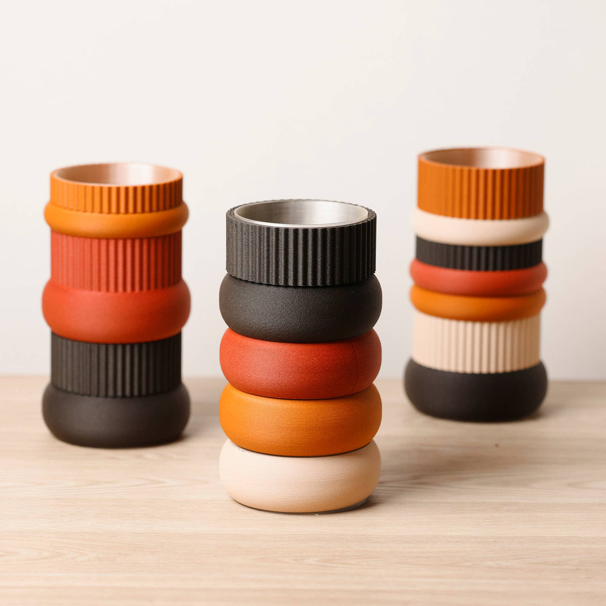 Modular, watertight vase - Wooden base, modern, minimalist