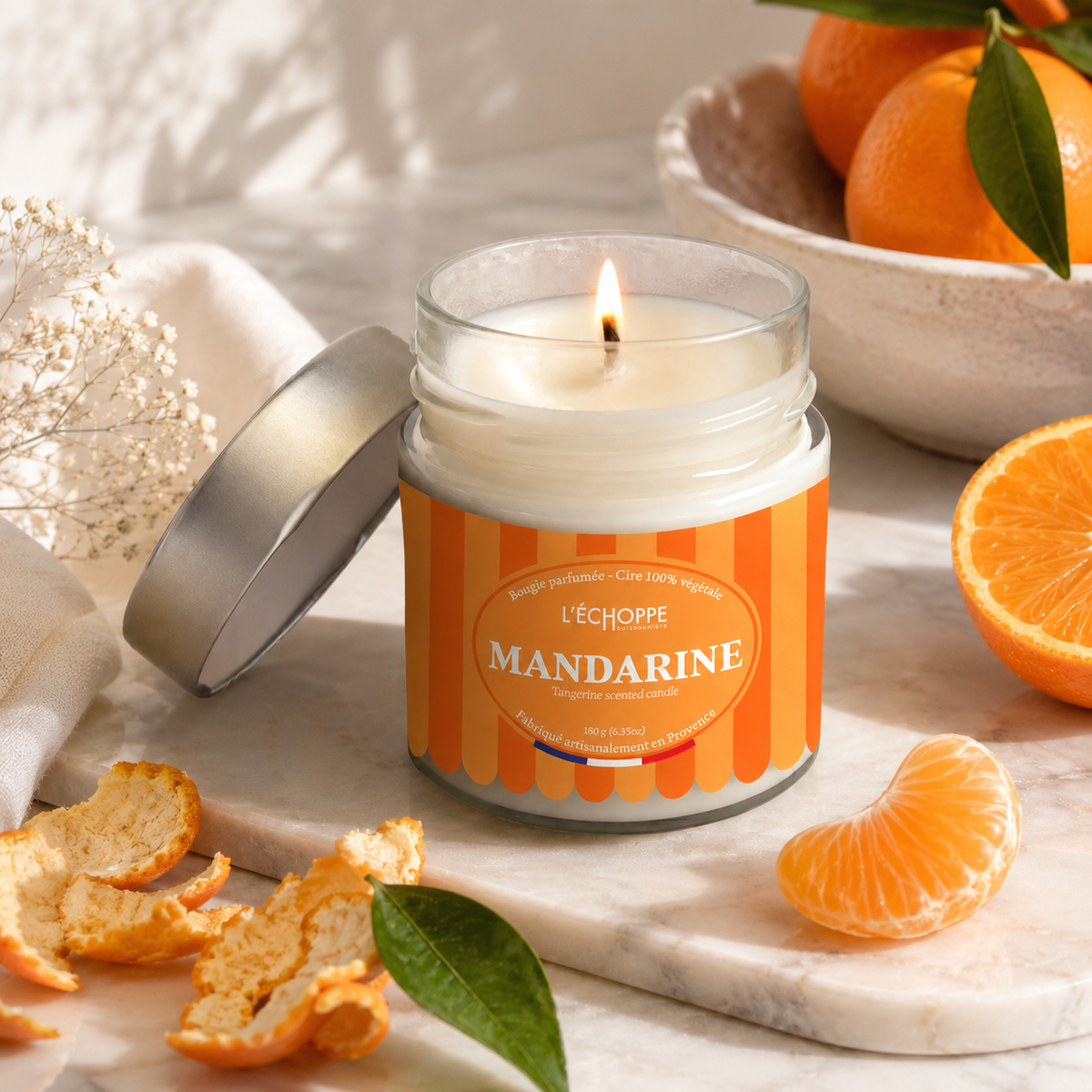 Mandarinų aromato – Kvapni žvakė (180 g)