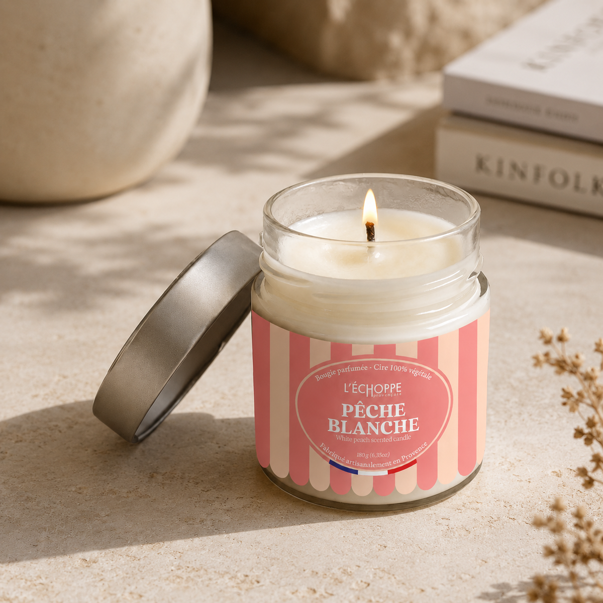 Baltojo persiko aromato – Kvapni žvakė (180 g)