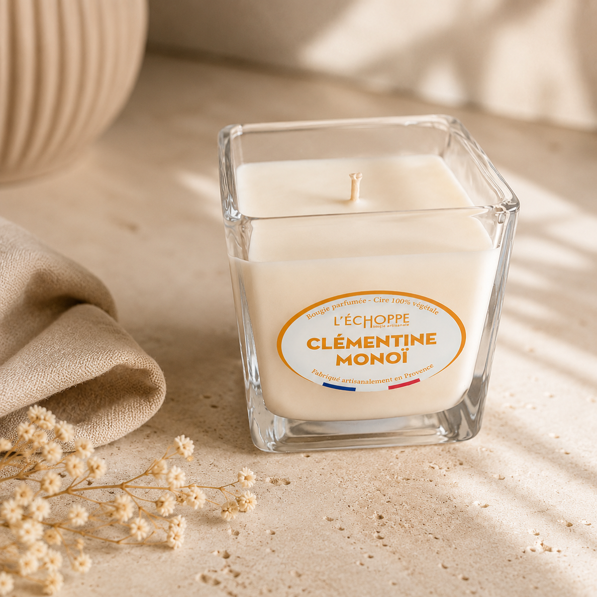 Klementinų ir Monoi aromato – Kvapni žvakė (190 g)