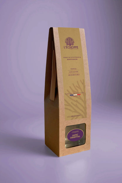 Rytietiško muskuso kvapų difuzorius su lazdelėmis (200 ml)